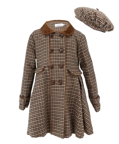 Manteau et béret pied-de-poule pour fille vêtement chaud hiver enfants SIRRI