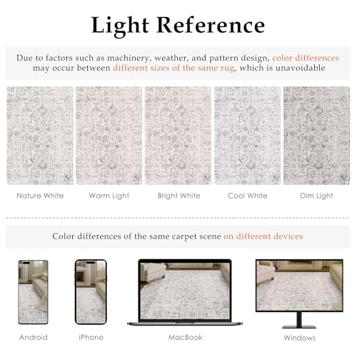 Gray Runner Rug 3x12 Hallway Machine Washable Kitchen Vintage Distressed Non Slip Long Carpet Indoor Grey Retro Floral Bedroom Accent Throw Rug for Bathroom Office Laundry Dining Living Room
