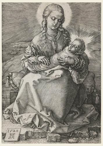 Cuadro en lienzo de La Virgen y el Niño de Durero, pintura mural decorativa de 60x90cm