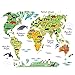 Adesivo murale in vinile con mappa del mondo animale colorato per camera dei bambini Home Decor 3D decalcomanie Adesivi per soggiorno