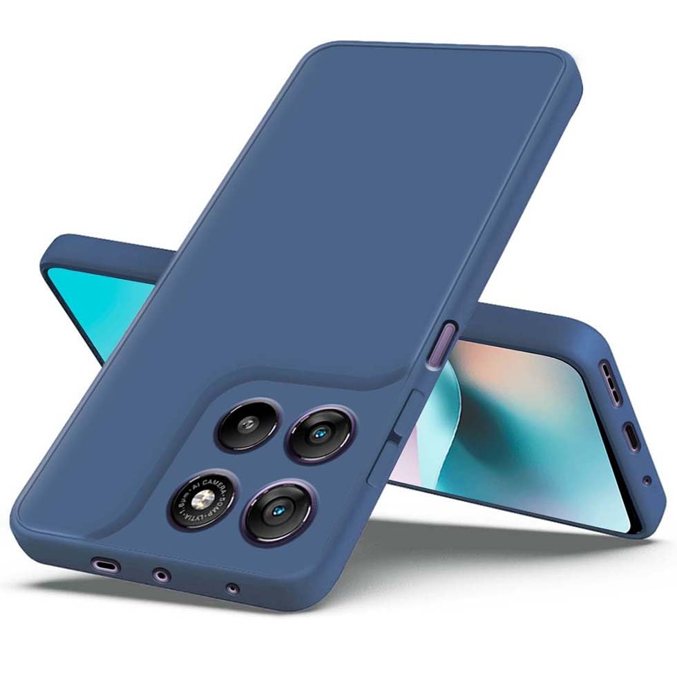 Image of Fashionury Liquid Silicon Back Cover for Moto G67 Power 5G / G57 Power 5G | Camera Protection | Inner Velvet Fabric | Anti-Fingerprint | Ultra Slim Case (Blue)