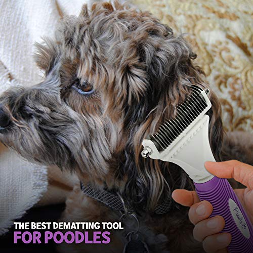 POODLIE Poodle Pet Dematting Comb for Dogs – Handheld Undercoat Dematter Rake Grooming Tool for Long or Short Hair POODLIE Poodle Pet Dematting Comb for Dogs – Handheld Undercoat Dematter Rake Grooming Tool for Long or Short Hair