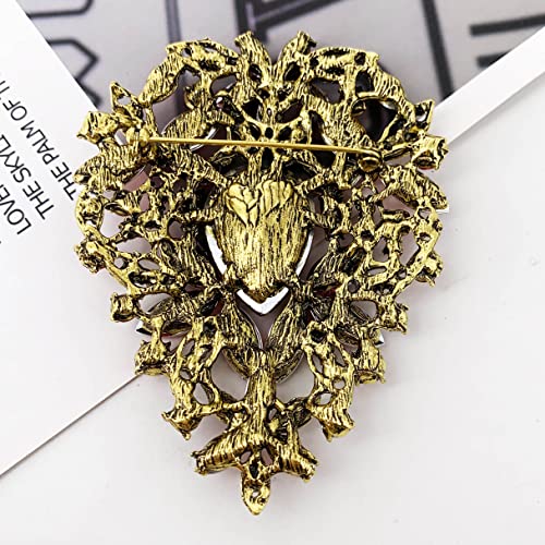 Image of SELOVO Leaf Bouquet Scarf Big Brooch Pin Broach Crystal Jewelry