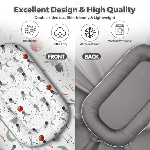 Image of BUTOA Baby Lounger - Breathable Soft Baby Nest, Portable Infant Support Cushion Tummy Time Mat for 0-24 Months, Infant Lounger for Home and Travel, Ideal Newborn Babies Essentials Baby Shower Gifts