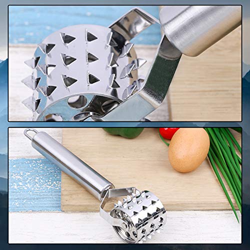 Pizza Docker Fleischklopfer Werkzeuge Fleischklopfer mit Ergonomischem Griff Fleischklopfer Edelstahl Spülmaschinenfest für Steak Schweinekoteletts Lammkoteletts Hühnchen Rindfleisch und Pizzateig