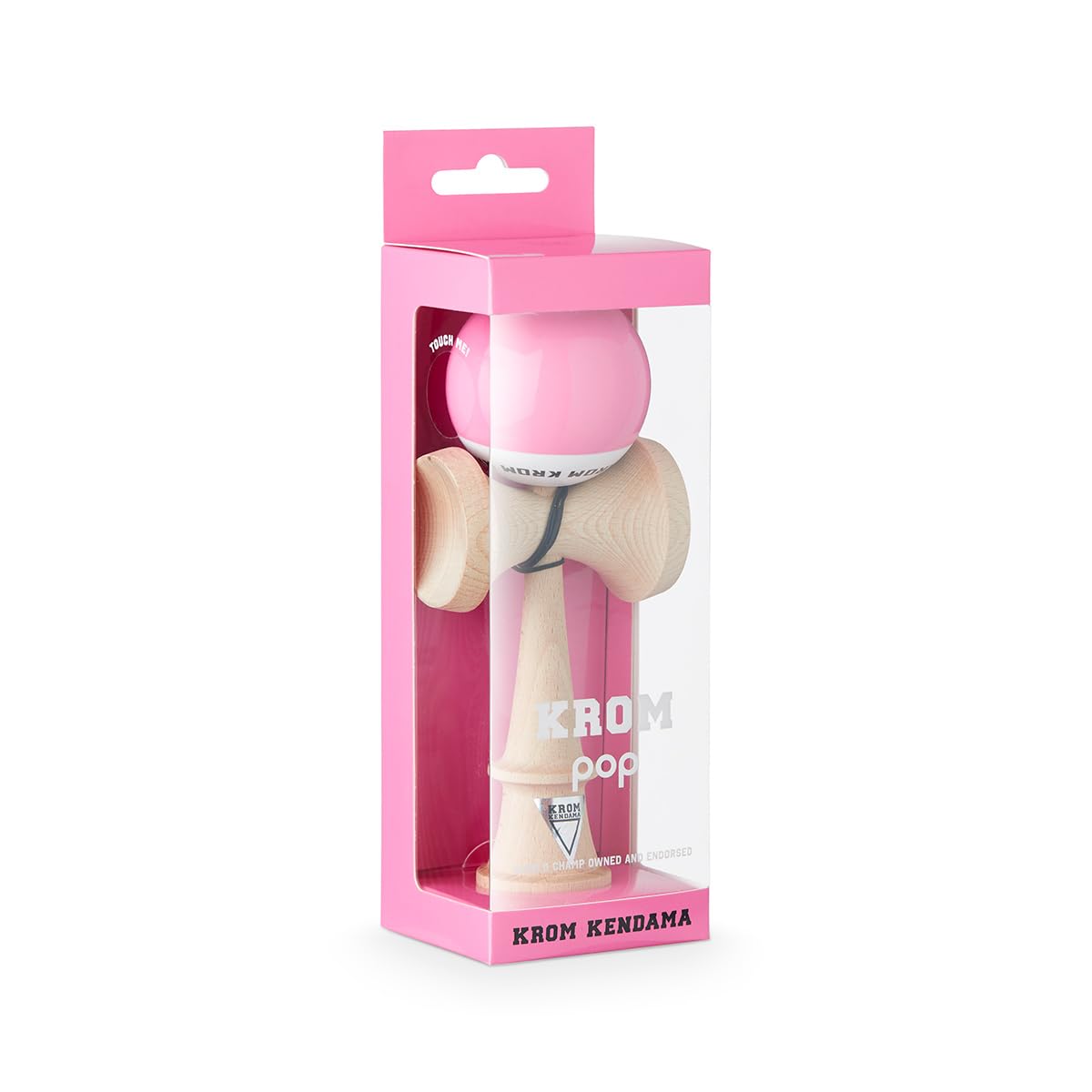 KROM Kendama POP LOL Rosa - Hohe Holzqualität - Für Anfänger und Profis - Pack : Ersatzschnur + Stickers