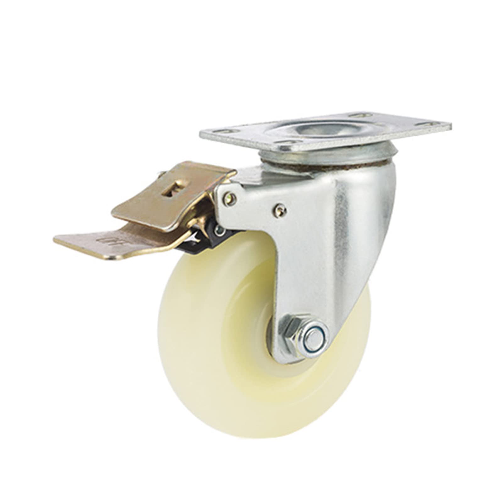 3 Inch Heavy Duty Castor with Brake Industrial Rack Casters 220 Lbs Load ty Locking Cart Wheels Wear Resistant Quiet Top Plate Rigid Nylon Roller-POOWE-image-17