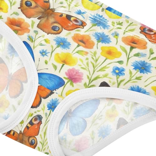 Joisal Animals Toddler Girls Underwear 2t Cotton Little Girl Panties Watercolor Butterflies Wildflowers Briefs Kids Undies4