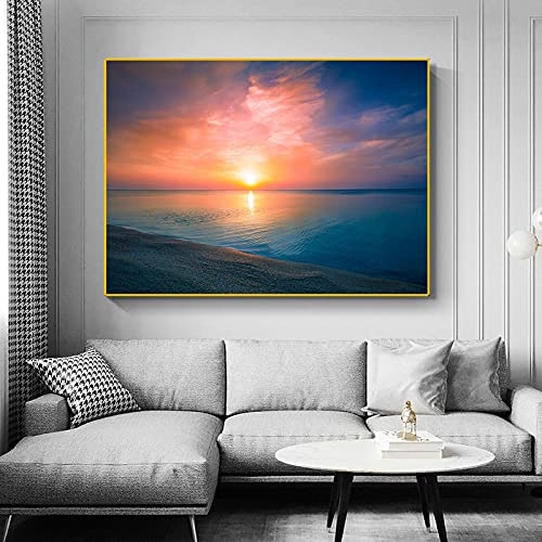 Décoration murale salon avec cette peinture sur toile paysage marin grand format 70x100cm
