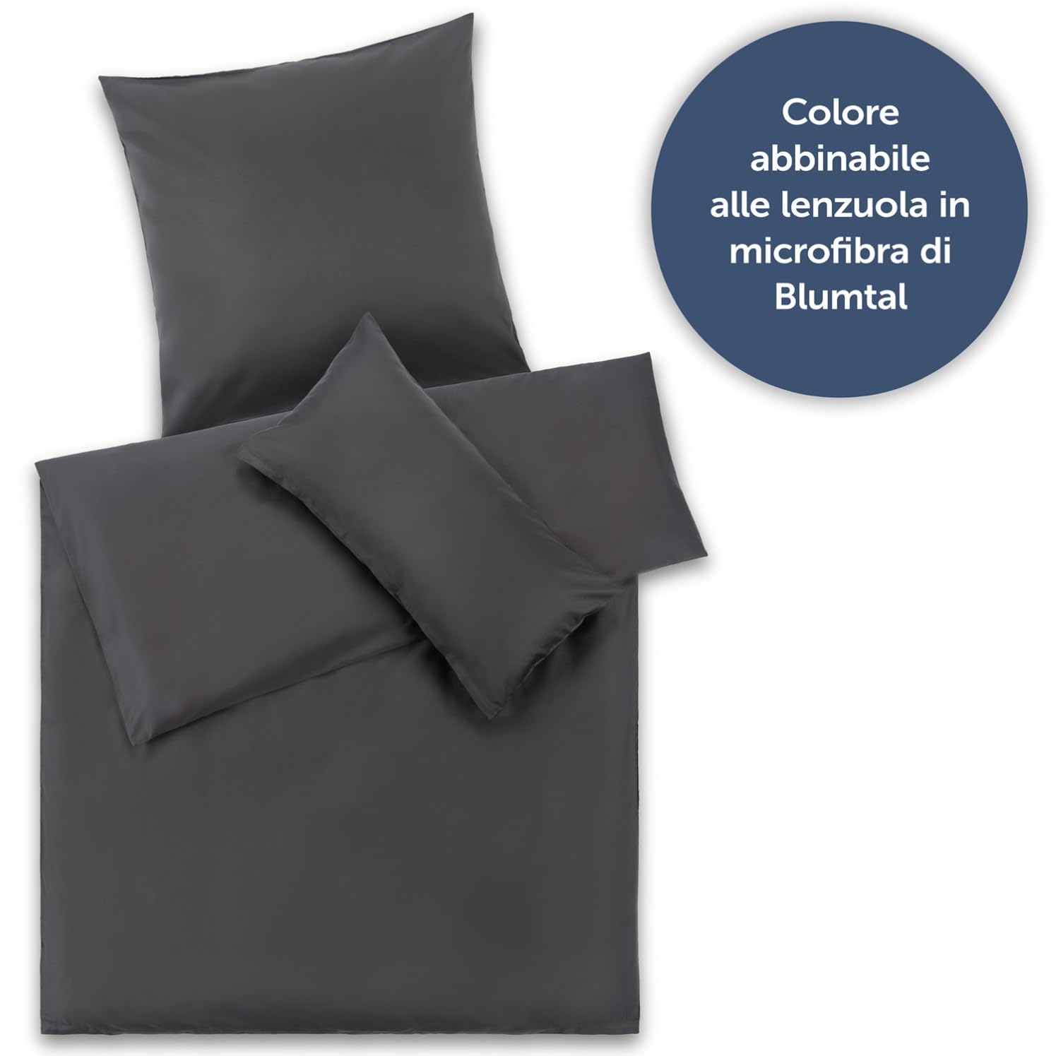 Blumtal Copripiumino Singolo 135x200 e Federa 50x80 - Set di Lenzuola in microfibra extra morbida certificata Oeko-Tex, Set Copripiumino Singolo con 1 Federa - 2 pezzi - Antracite