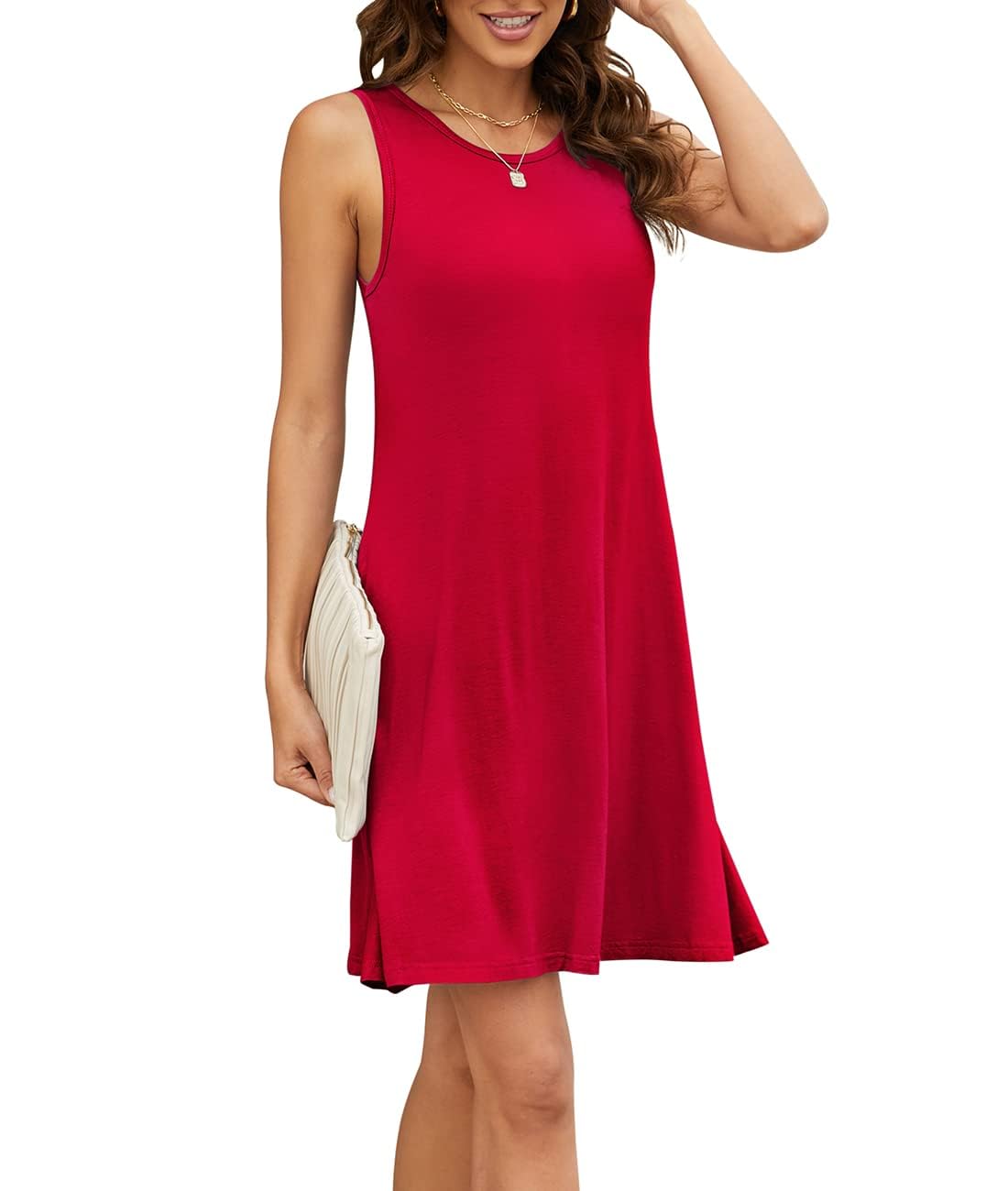 Summer Dresses for Women Casual Sleeveless Swing Sundress with Pockets