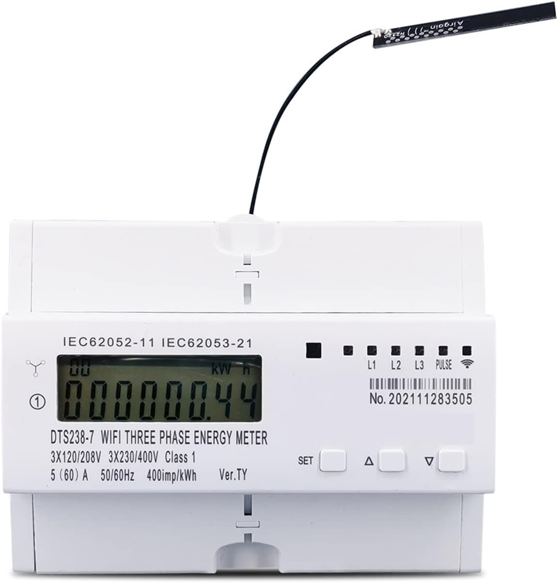 Smart Home 3 Phase 60A Remote Control WiFi Smart Din Rail Energy Meter kwh with Over Under Current Protection RS485 with Energy Monitoring