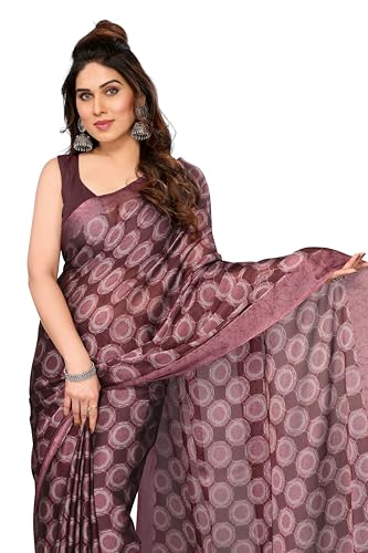 Image of MIRCHI FASHION Women Saree Chiffon Flower Print | Breathable Lightweight Sari for Office and Daily Use with Unstitched Blouse Piece (Available in 30 Styles)