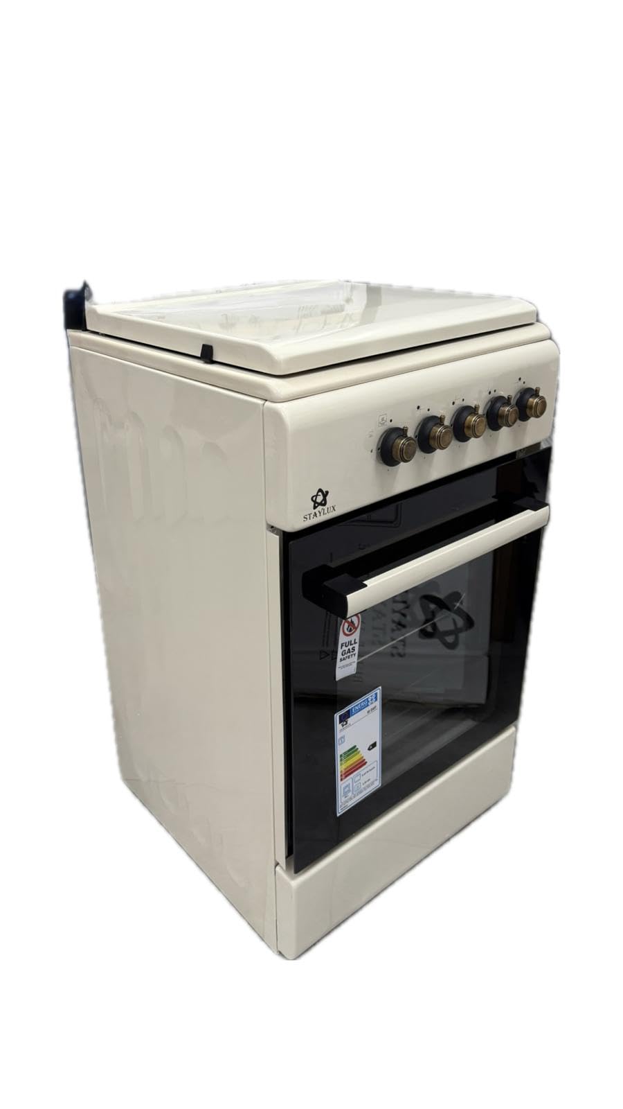 Cucina A Gas 4 Fuochi Con Forno A Gas 50 x 50 cm Colore Beige Rustico Crema Con Coperchio