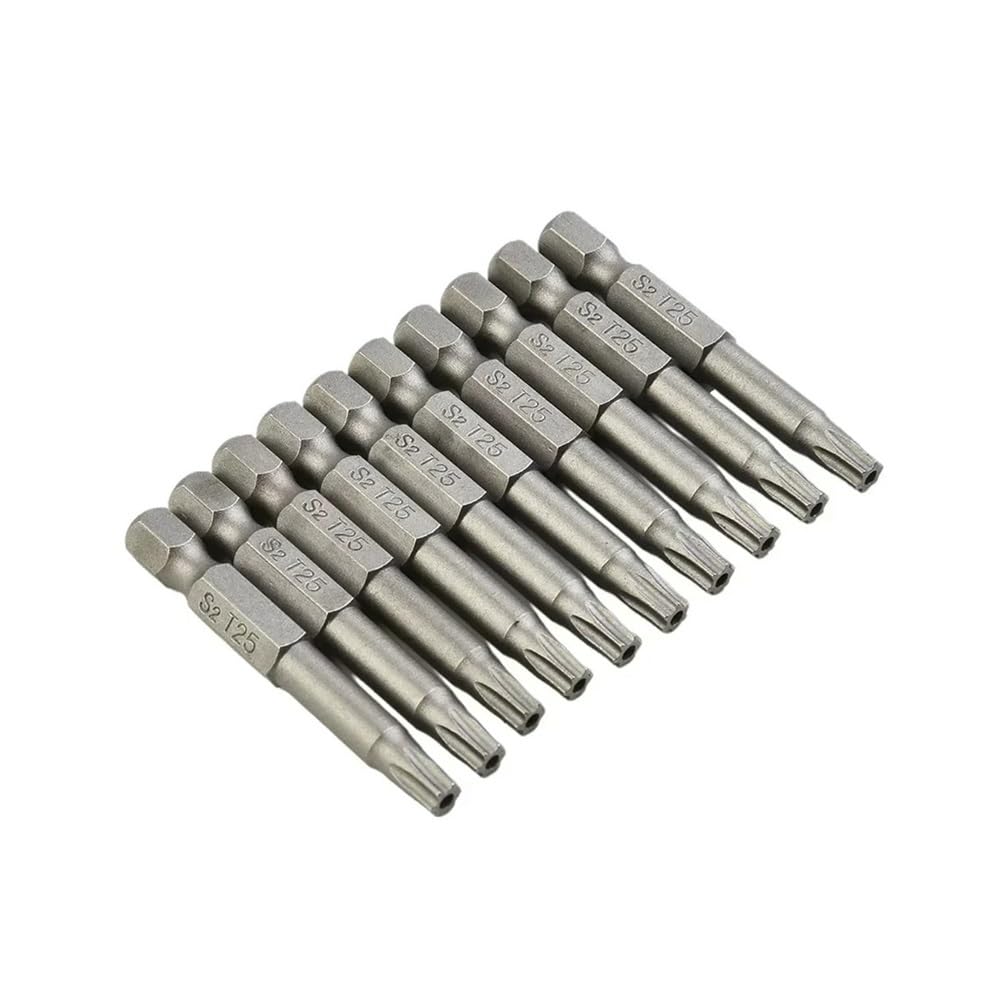 Ruxyoie 10Pcs T25 Magnetic Screwdriver Bits 50Mm 1/4'' Hex Shank