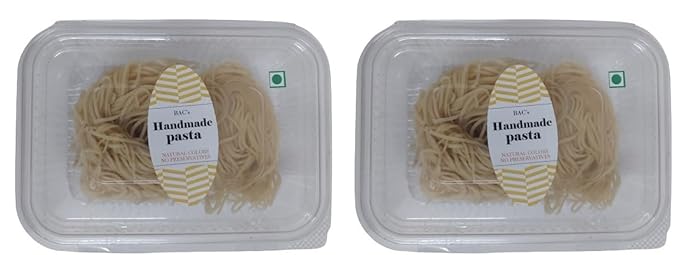 BAC's Delicious Italian Handmade Instant Fettucine Pasta | No Artificial Color and Preservatives (Combo Pack of Basil-Palin) (100g Each)