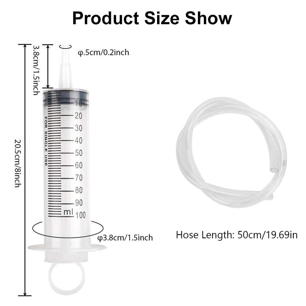 100ml Siringa di Plastica con Tubo, Kit di Spurgo dell'Olio del Freno a Siringa, Strumento di Spurgo da 100 Ml, per Liquidi, Olio, Kit