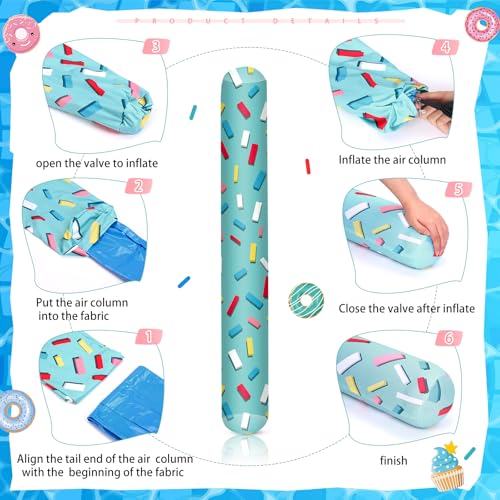 WinnerWhy 2 Pcs Inflatable Pool Noodles 41.3 Inch Fabric Pool Floats Adult Hawaii Swim Butter Noodles Tropical Inflatable Float for Summer Beach Hawaii Party Sports(Donut)