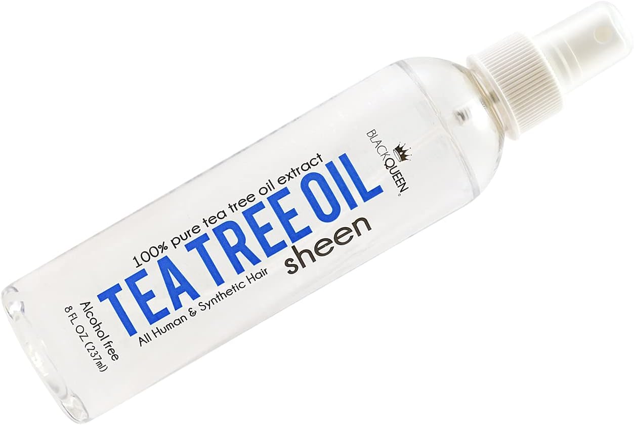 Black QueenTea Tree Oil Sheen Spray for Locs, Dreadlocks, Twists, Braids, Cornrows, 4C Hair - Moisturizing, Refreshing - Made in the USA - 8 oz