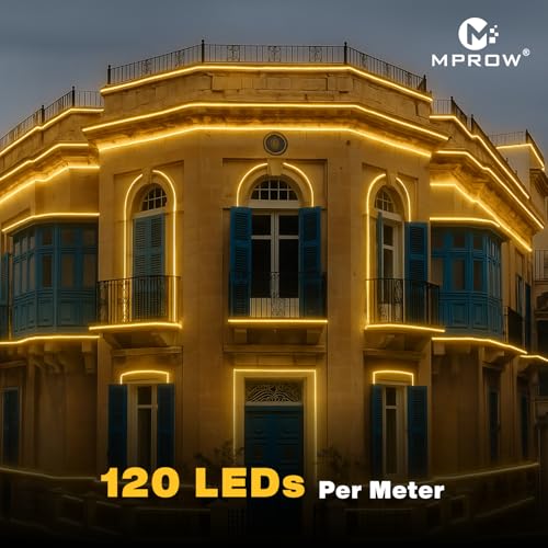 Image of MPROW 3 Meter LED Rope Light | 120 LEDs /Meter Waterproof Strip Light | Cove Light for False Ceiling, Diwali, Balcony & Indoor Decoration (Warm White)