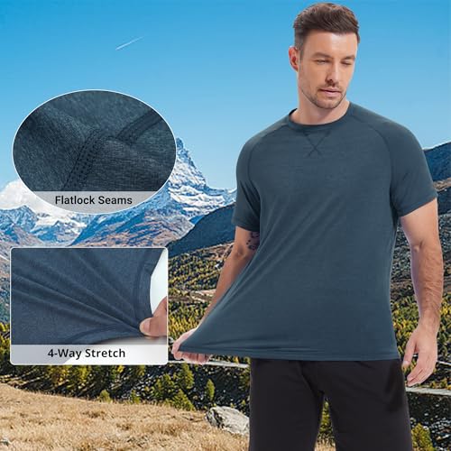 Image of Mens Swim Shirts UPF 50+ Sun Shirts Rash Guard Quick-Dry Fishing T-Shirts