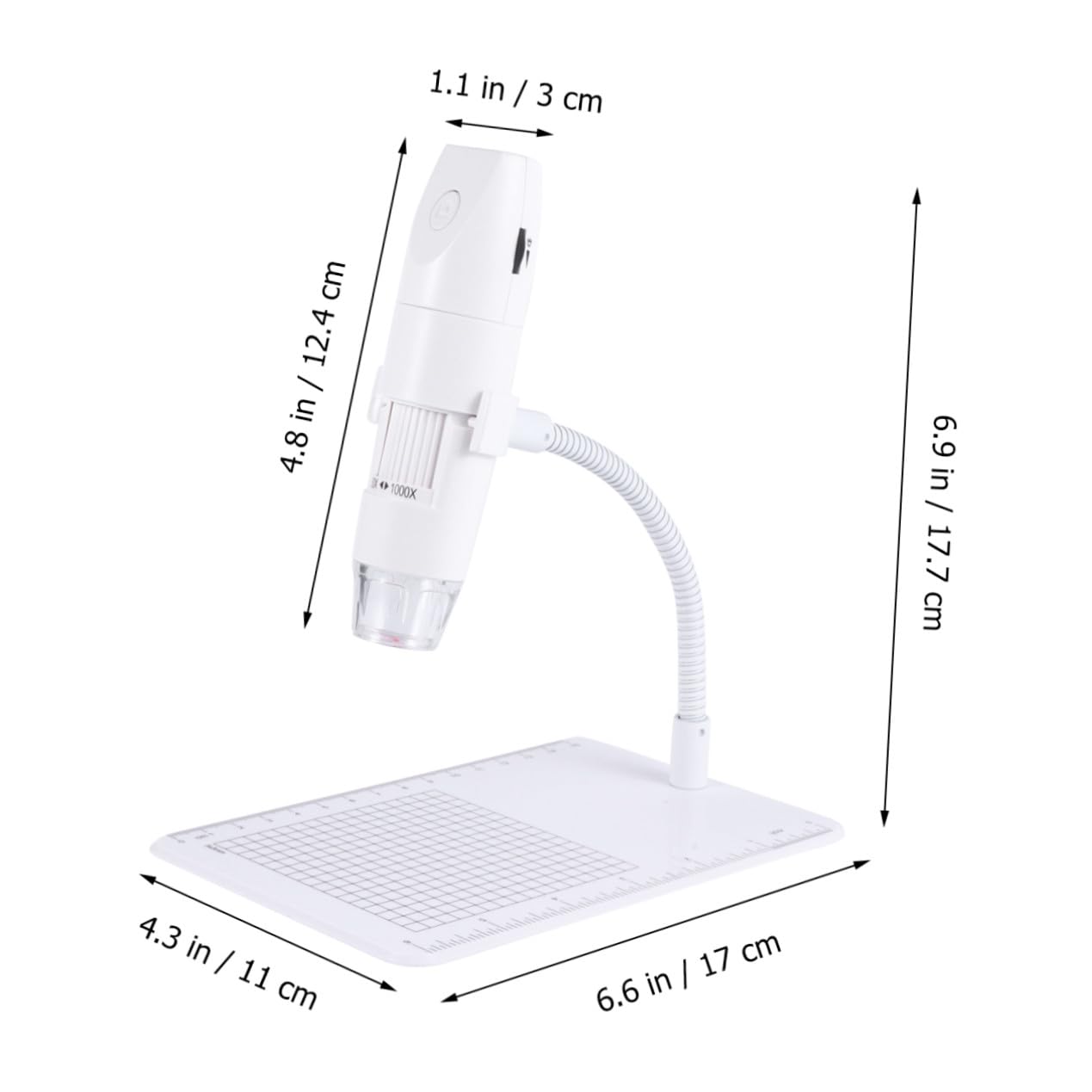 Handy Mikroskop USB 2.0m 1920x1080p aus Kunststoff, Weiß