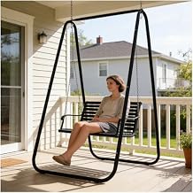 Hammock Chair Stand Hammock Chair not Include, 220Lbs Swing Stand Heavy Duty Hanging Chair Stand for Outdoor Indoor A-Shaped Construction Black