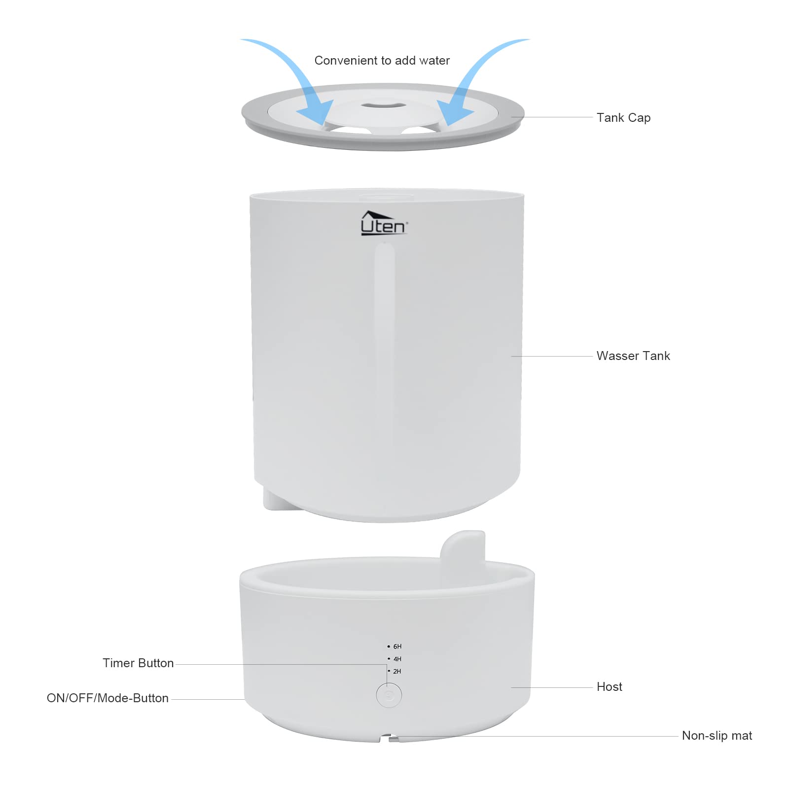 Ultrasuoni Silenzioso Aria Umidificatore Bambini Nebulizzazione con Aromi Essenze Oli Diffusore Può Essere Cronometrato per Camera Ufficio Camera da Letto