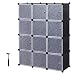 SONGMICS Organizer, 12-Cube, DIY Plastic Closet Cabinet, Modular Bookcase, Storage Shelving with Doors for Bedroom, Living Room, Office, Black ULPC34H