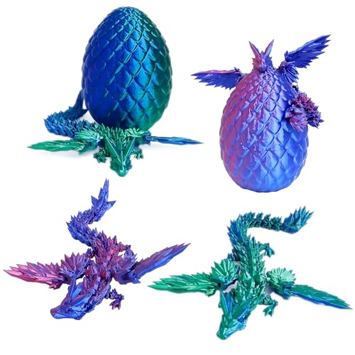 CHmiss Dragón Impreso en 3D,Huevos de Dragón Impresos en 3D,Huevo Articulado de Juguete de Dragón,para Automóviles,Oficinas y Decoración del Hogar,Juguete de Escritorio