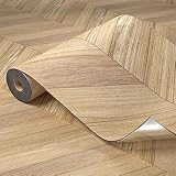 Oxdigi Peel and Stick Herringbone Vinyl Flooring Roll 23'x 196'/32 Sq.Ft, Self Adhesive Vinyl Floor Tiles Wood Plank Flooring Waterproof Wear-Resistant for Any Room, DIY Floor Coverings, Nature Wood