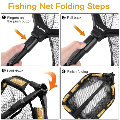 image for PLUSINNO Floating Fishing Net for Steelhead, Salmon, Fly, Kayak, Catfi