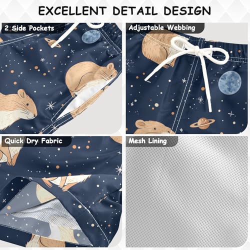 Pigsaly Boys Swim Trunks Capybara Galaxy Space Boys Board Shorts Swimsuit Swimwear Summer Bathing Suit 4T Multicolor3