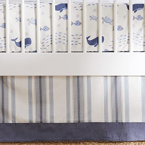 Levtex Baby - Boho Bay Crib Bed Set - Baby Nursery Set - Navy, Blue, Grey And White - Under The Sea - 5 Piece Set Includes Quilt, Two Fitted Sheets, Wall Decal & Skirt/Dust Ruffle #TOP7