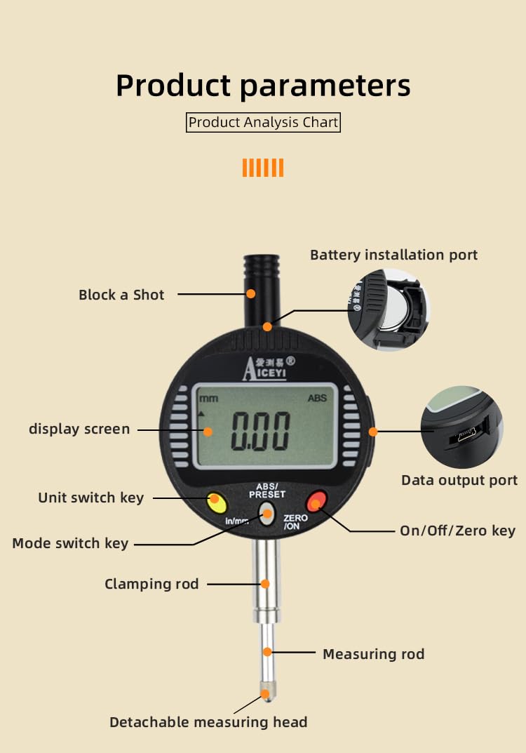 La plataforma de medición de mármol se utiliza junto con un dial indicador digital, con un tamaño de base de granito de 150 mm x 100 mm x 50 mm (6 pulgadas x 4 pulgadas x 2 pulgadas) (ACE-QST)