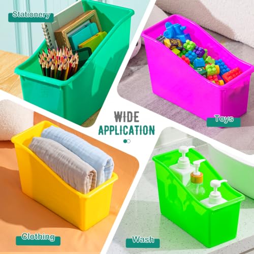 Image of Geetery Plastic Book Bins for Classroom, 50 Pcs, Bright Color