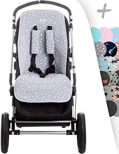 JANABEBE Funda Colchoneta para Cochecitos + Arneses (White Star)