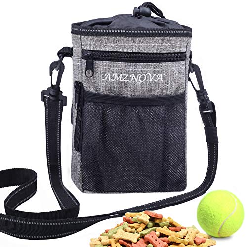 AMZNOVA Hundetragetasche, große Hundetragetasche mit Mehreren Taschen, Verstellbarer Schultergurt, Taillenband und Kotbeutelspender, 4 Tragemöglichkeiten, Large Capacity, grau meliert