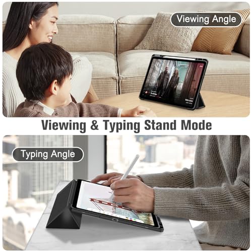 Image of Fintie Hybrid Slim Case for iPad Air 13-inch (M2) 2024, [Built-in Pencil Holder] Shockproof Cover with Clear Transparent Back Shell, Black