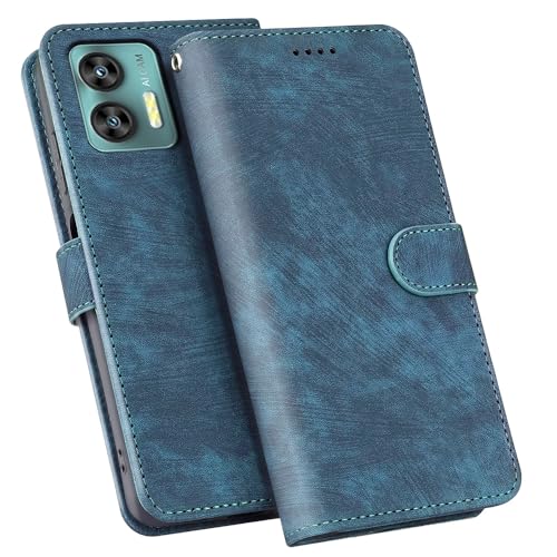 YSONCHAN Flip Hülle für Oukitel C35/Oukitel C36, PU Leder Handyhülle mit Magnetisch, Wallet Stoßfeste Schutzhülle with RFID Blockierung. Blau