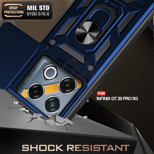 Image of Armor Bumper Back Cover Case for Infinix GT 20 Pro 5G | Rotating Camera Cover, Ring Holder & Kickstand | Heavy Duty & 360 Degree Protection Infinix GT 20 Pro 5G Back Cover (Blue)