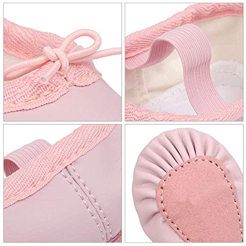 Image of Toddler Ballet Shoes for Girls Baby Ballet Slippers Leather Ballerina Flats | Full Sole Kids Dance Shoes