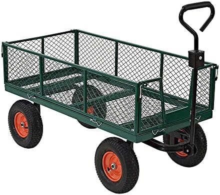 Heavy Duty 700KG Green Garden Trolley Wagon Truck Hand Carts Wheelbarrows + PVC Canvas