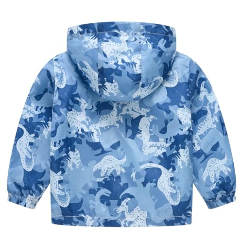Toddler Girls Boys Spring Jacket Cartoon Windbreaker Coats Baby Rain Jacket Hooded Zip Lightweight Dinosaur Outerwear2
