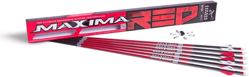 Carbon Express Maxima RED Fletched Carbon Arrows with Dynamic Spine Control