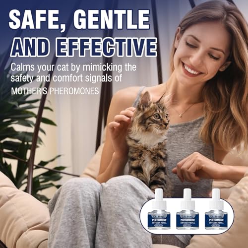 Piuess Katzen Beruhigung Katzenberuhiger Katze Entspannung Pheromon Beruhigungsmittel Entspannungs Anti Stress Mittel Hilft Bei Anzeichen Von Reduziert Konfliktverhalten 3X 48ml NachfüLlflakons(M)