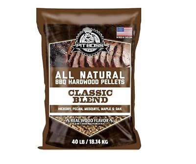 Pit Boss 100% Natural Hardwood Classic Blend Pellets for Grilling & Smoking – 40 lb Bag