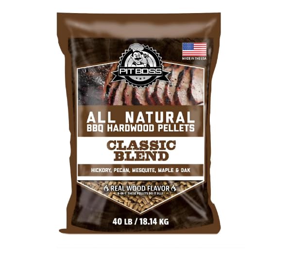 Pit Boss 100% Natural Hardwood Classic Blend Pellets for Grilling & Smoking 40 lb Bag