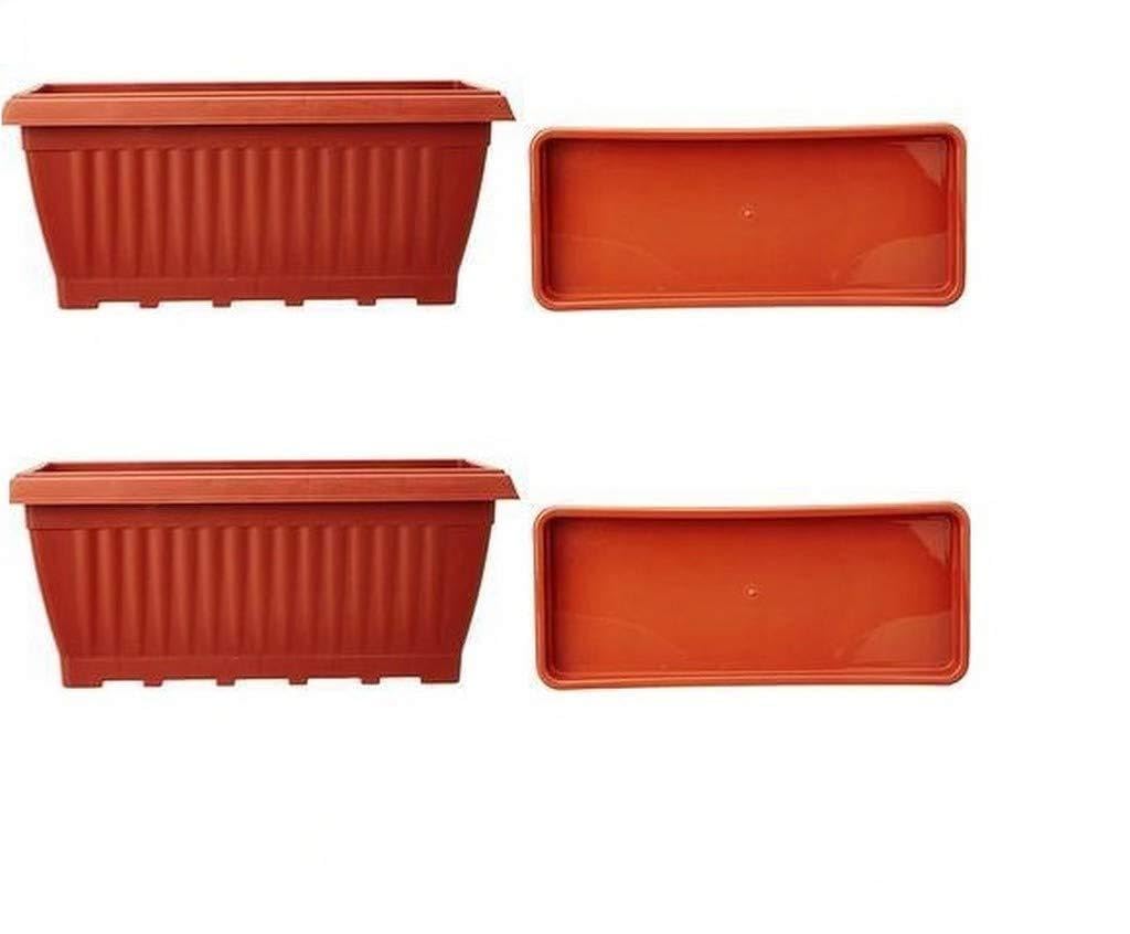 Creative Farmer Plastic Flower Pot Rectangle (30 * 15 * 14Ht cm) with Tray Colour : Terracotta (Pack of : 2Nos) (HRDP-1-[2NOS] RECTW[Try] 30H_4) (B08RFQZ6SG) Amazon Price History, Amazon Price Tracker