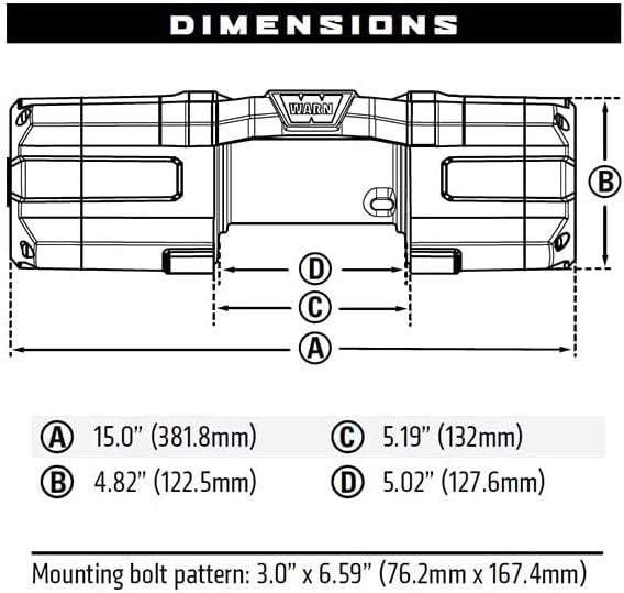 WARN AXON 55 Winch Dimensions Diagram